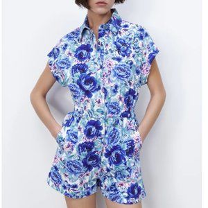 ZARA FLORAL PRINT JUMPSUIT ROMPER XS